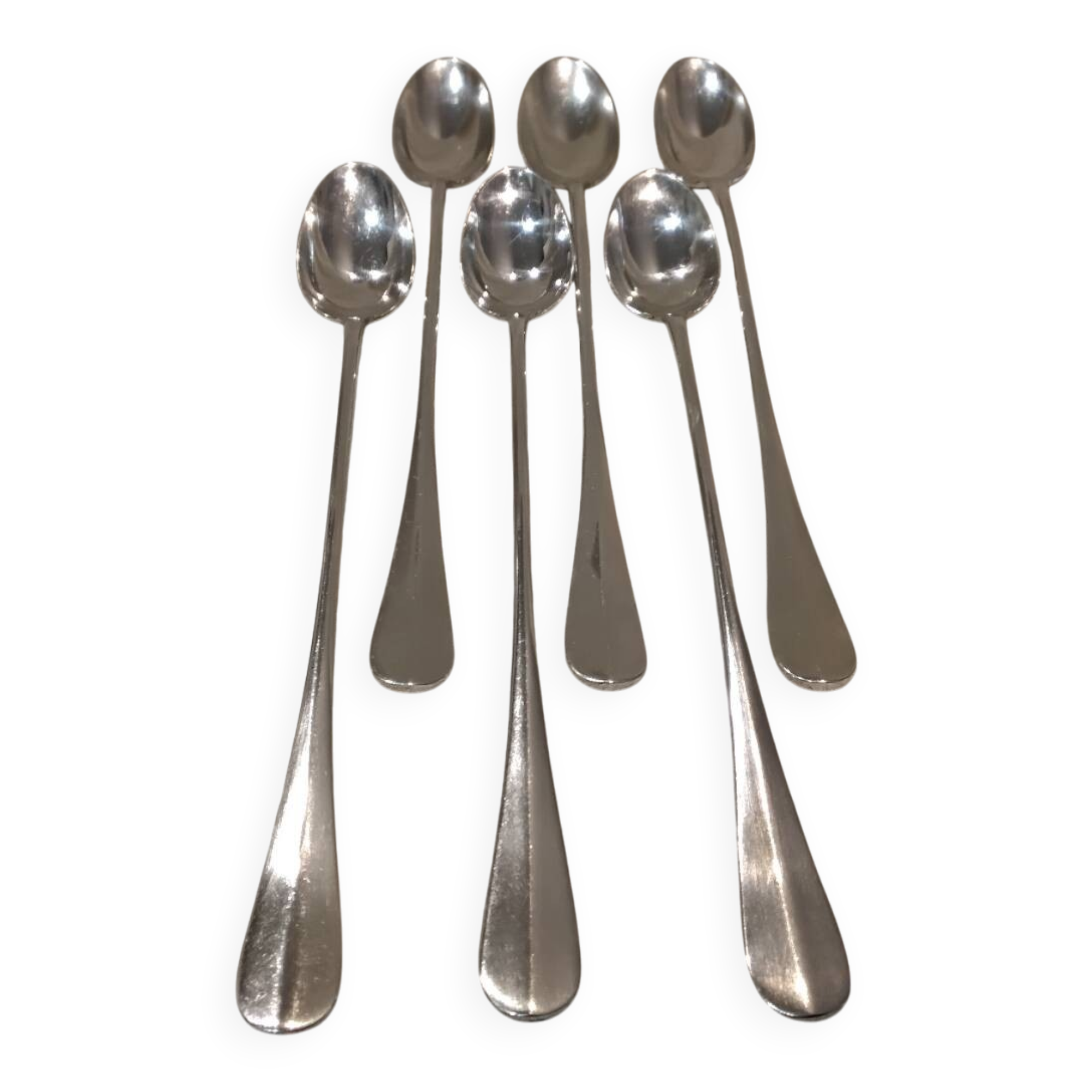 6 silver-plated metal soda spoons by Christofle silversmiths, Fidelio pattern