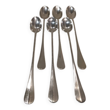 6 silver-plated metal soda spoons by Christofle silversmiths, Fidelio pattern