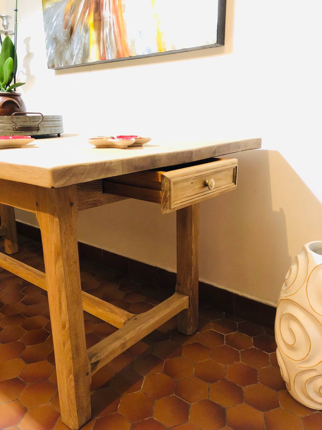 Solid oak farmhouse table