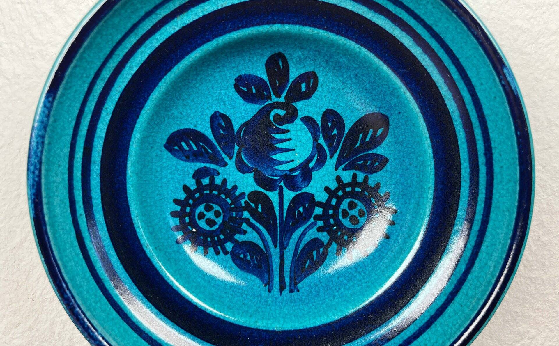 Mid-century modern ceramic wall plate by Wilhelm Kagel, German, 1960s.