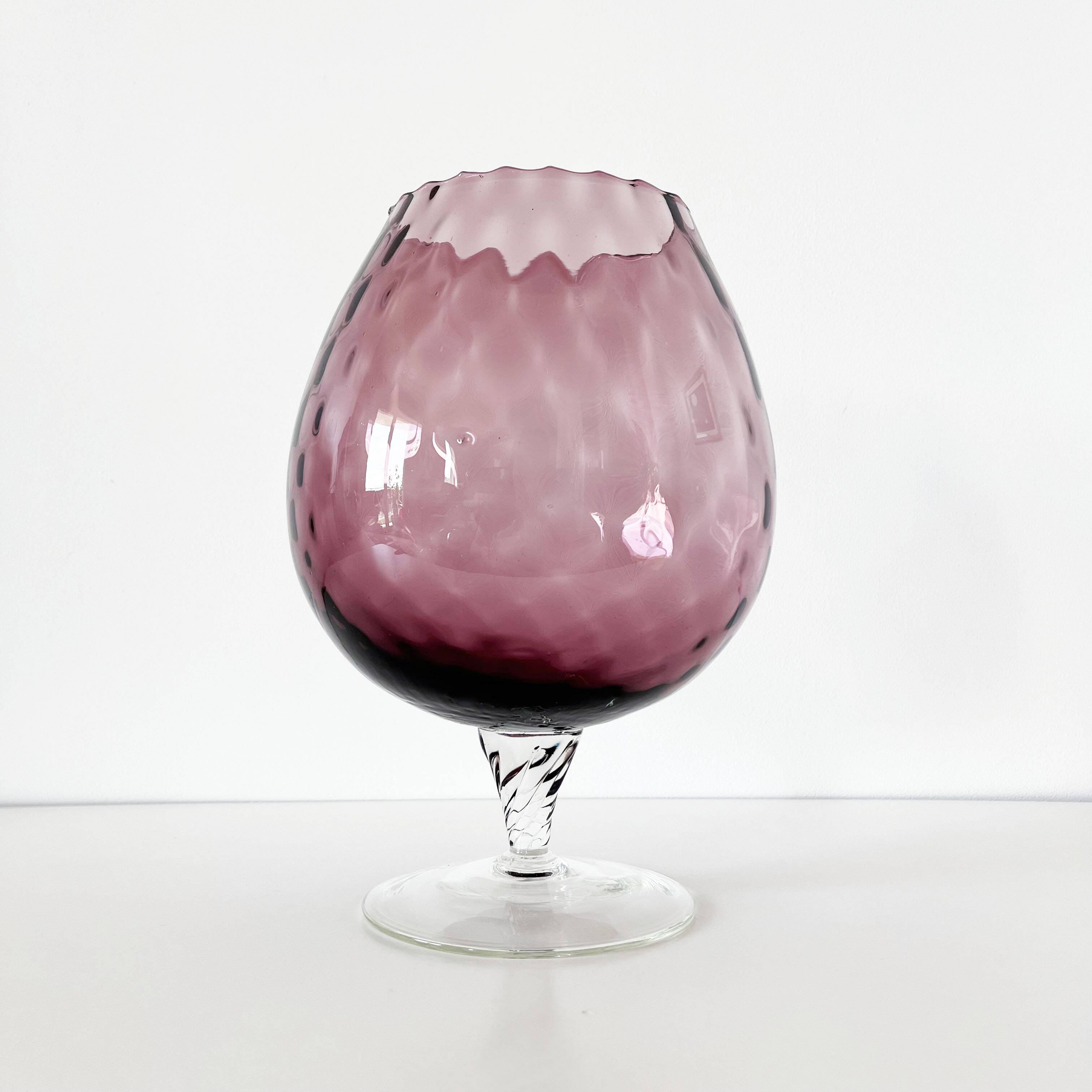 Purple Italian blown glass vase Empoli 1960