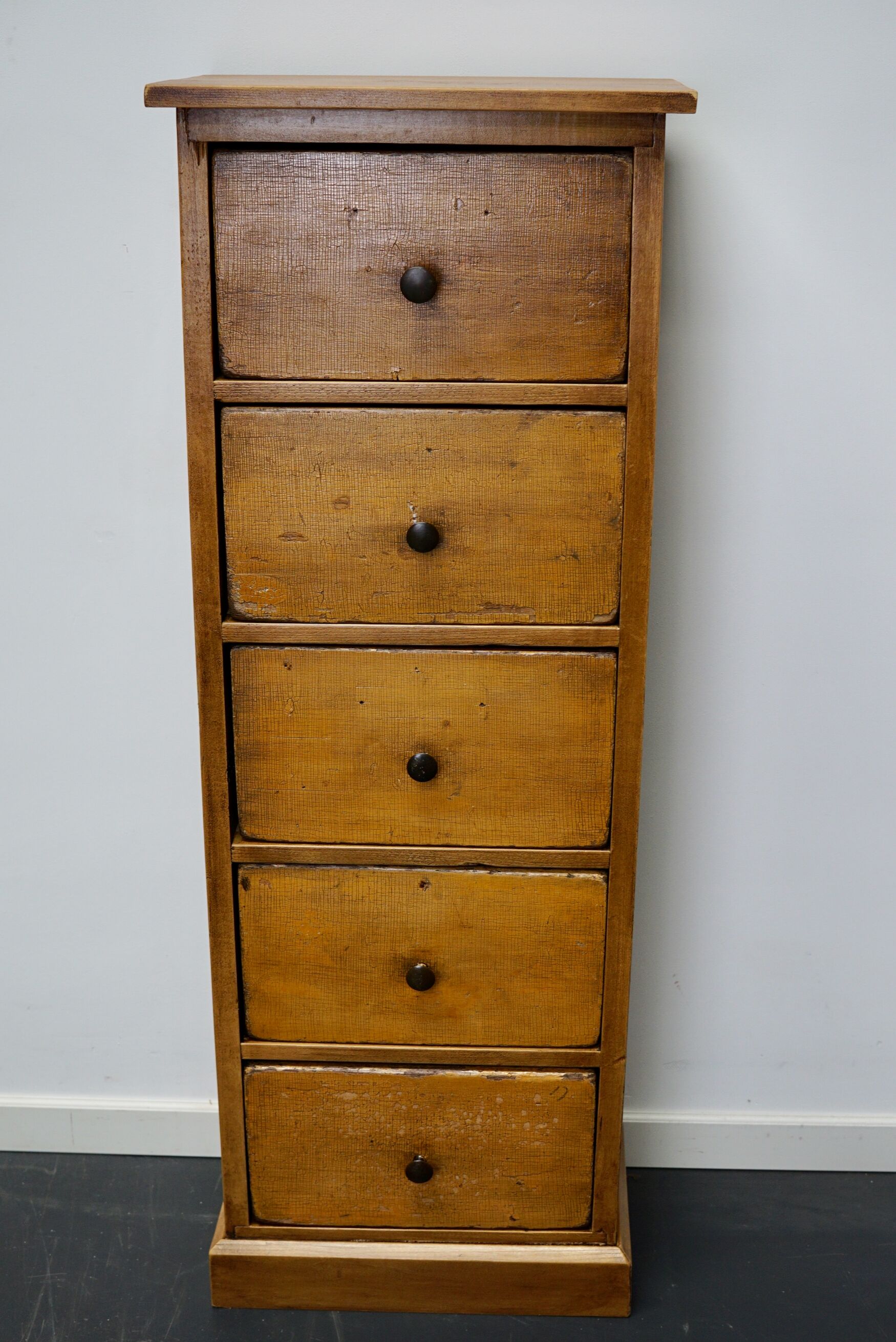 Antique dutch ochre drawer cabinet, early 20th century