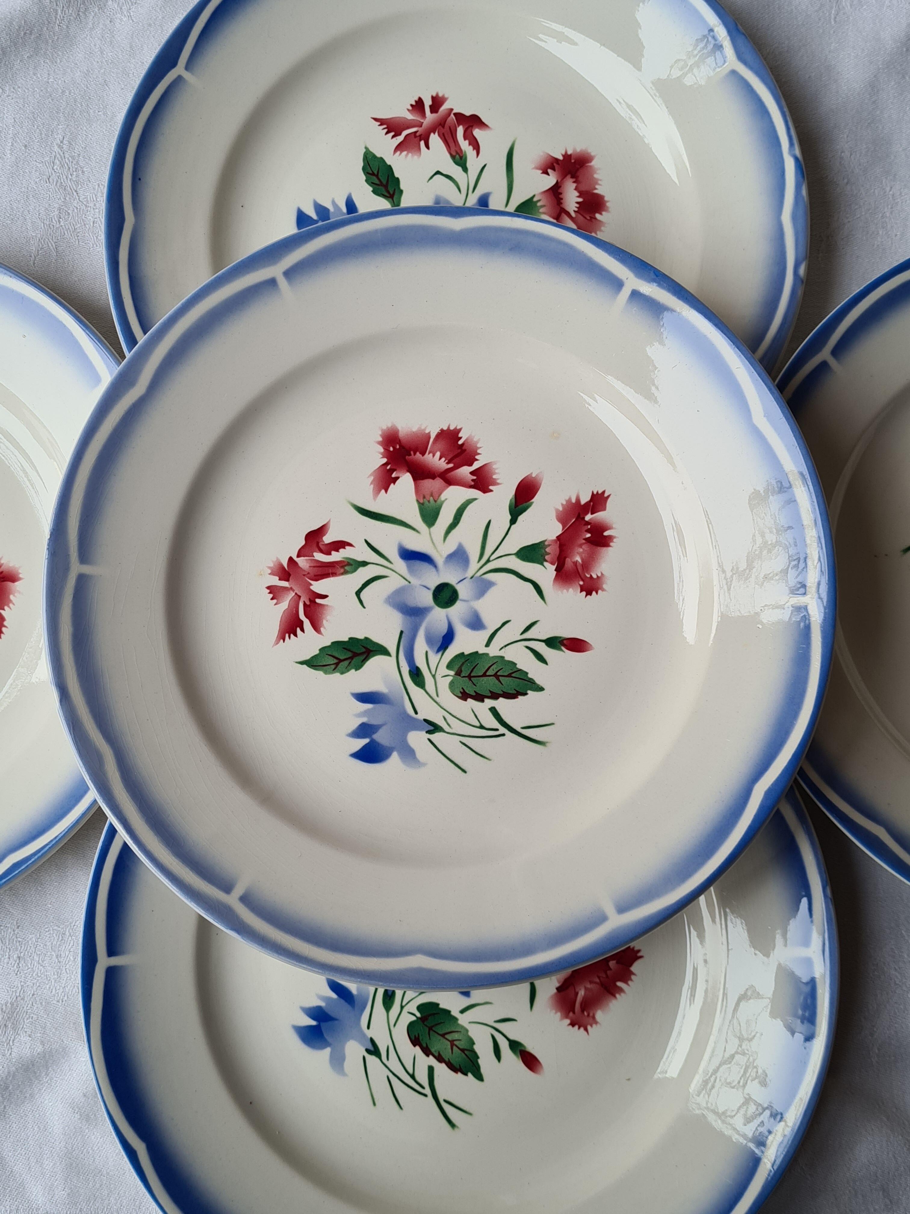 Digoin Sarreguemines 6 flat plates Elorn