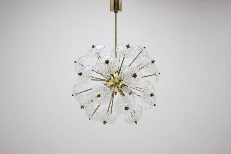 Unique set of four design Space Age dandelion / Sputnik chandeliers, 1970s