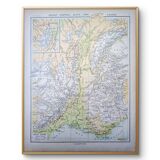 Map of the mountain ranges of France, original printed in 1896