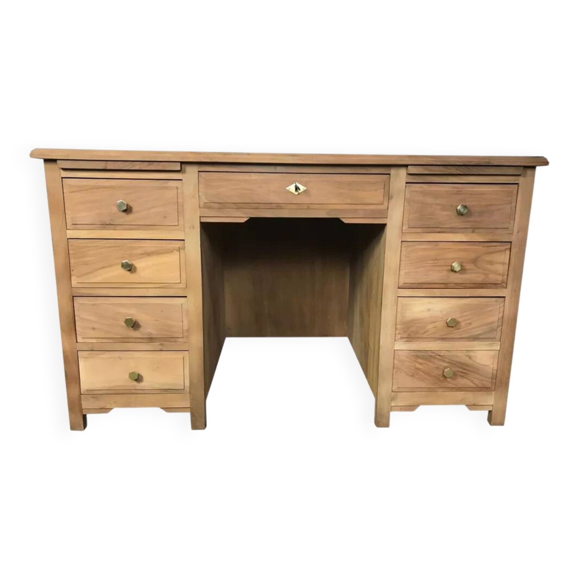 Art Deco administrative desk with walnut solid wood panels, restored.