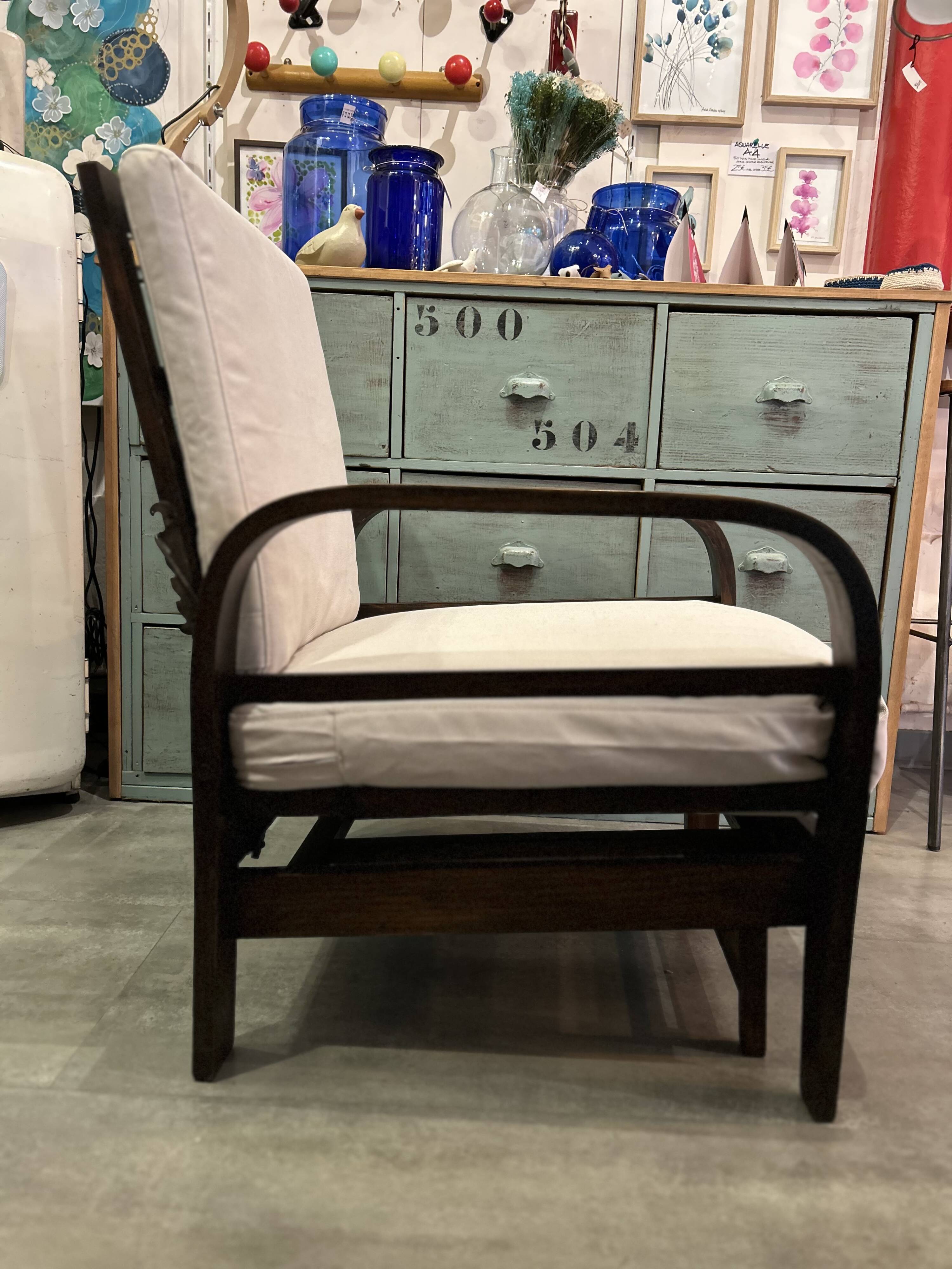 Multi-position relaxation armchair from the 1930s/40s in teak.