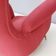 Wingback Red Cotton Armchair with Brass Feet, Italy