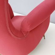 Wingback Red Cotton Armchair with Brass Feet, Italy