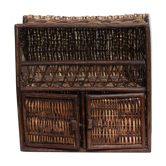 Doll cabinet in rattan and wood
