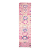 Tapis 3x10 pour Couloir Tapis de Couloir Vintage Rose Bleu, 85x318Cm