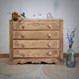 Chest of drawers raw wood foot mustache