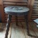 Solid wood stool with patinated tripod legs dpmc 0923224