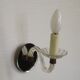 French Vintage Small Mirrored Backplate Wall Sconce Glass Arm & Bobeche