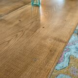 Solid oak farmhouse table with two-plank top