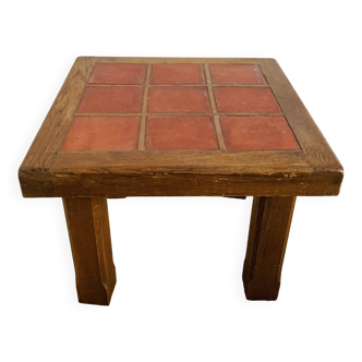 Red tile table signed