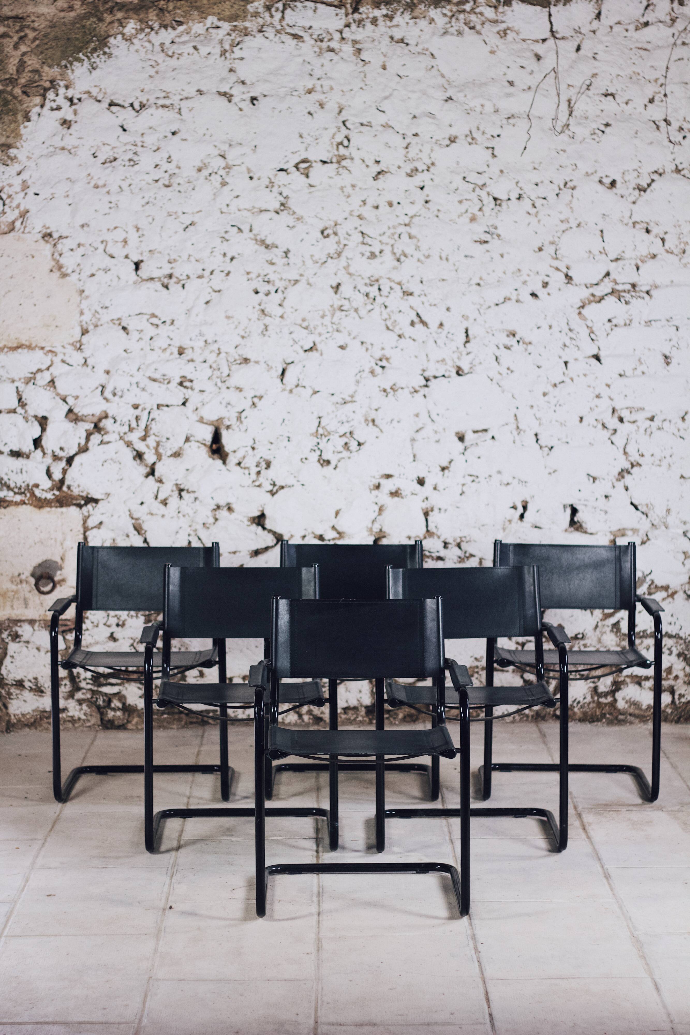 Lot de 6 fauteuils cantilever bauhaus style MG5 Grassi, 1970