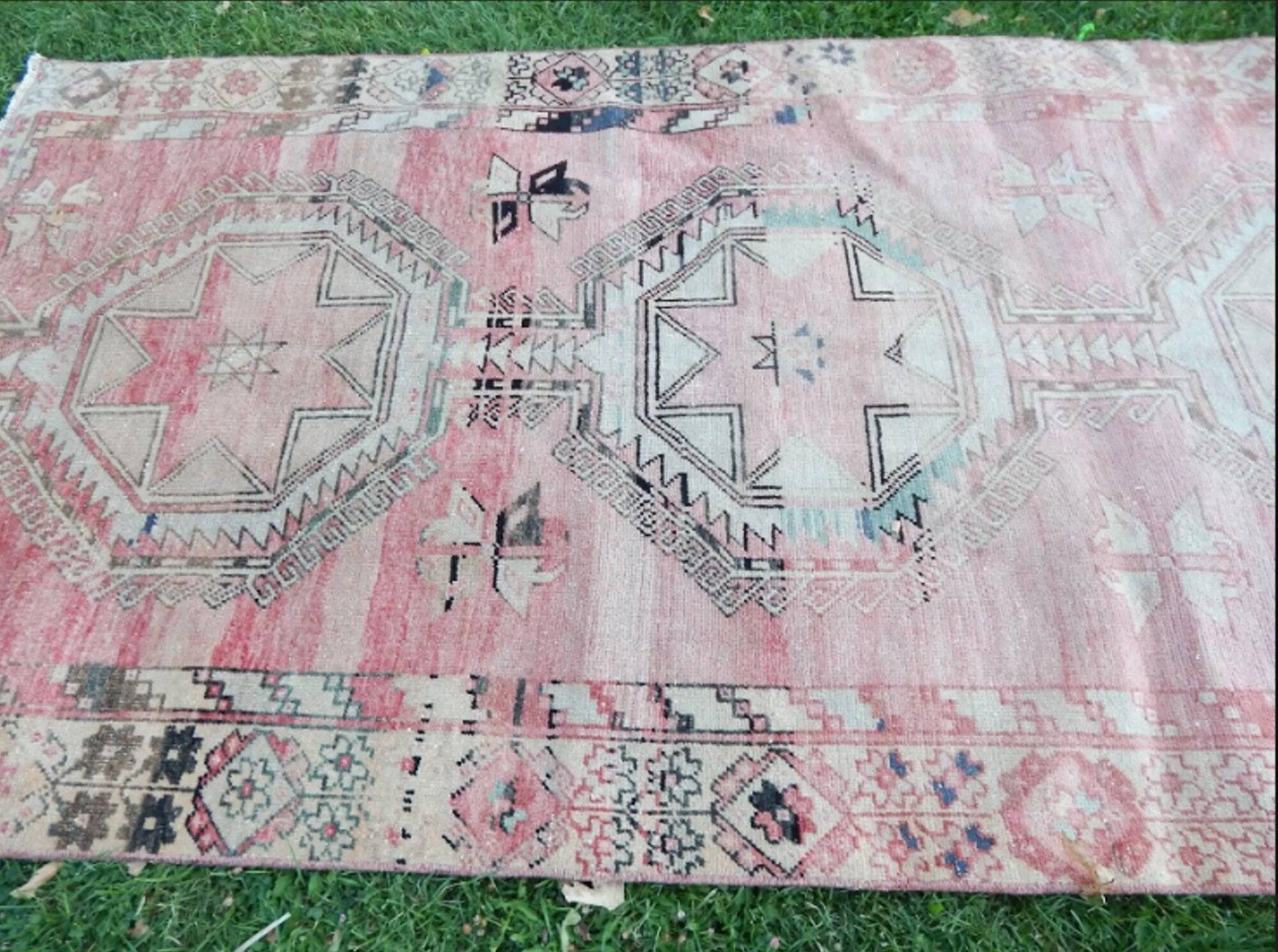 Vintage Turkish hallway rug 137x363 cm