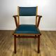 Pair of Scandinavian bridge armchairs in wood and vinyl from the 1950s.