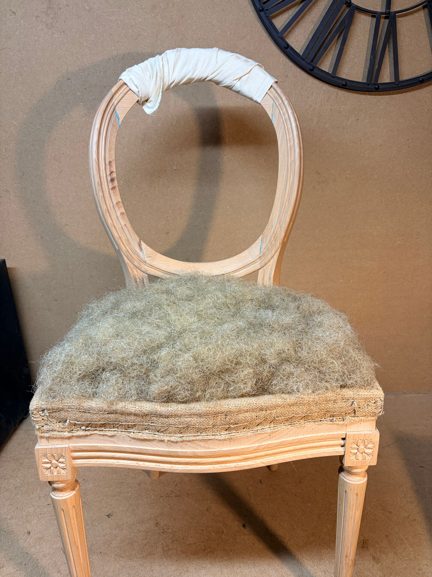 Louis XVI medallion chair, solid beech, unique traditional piece.