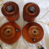 Pair of wooden bedside lamps