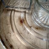 Appetizer tray, servant silver metal and its 5 ramekins 1930s cut glass