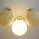 Set Of 3 Art Deco Semi Flush Ceiling Lights | 1940s Beige Hand Blown Glass