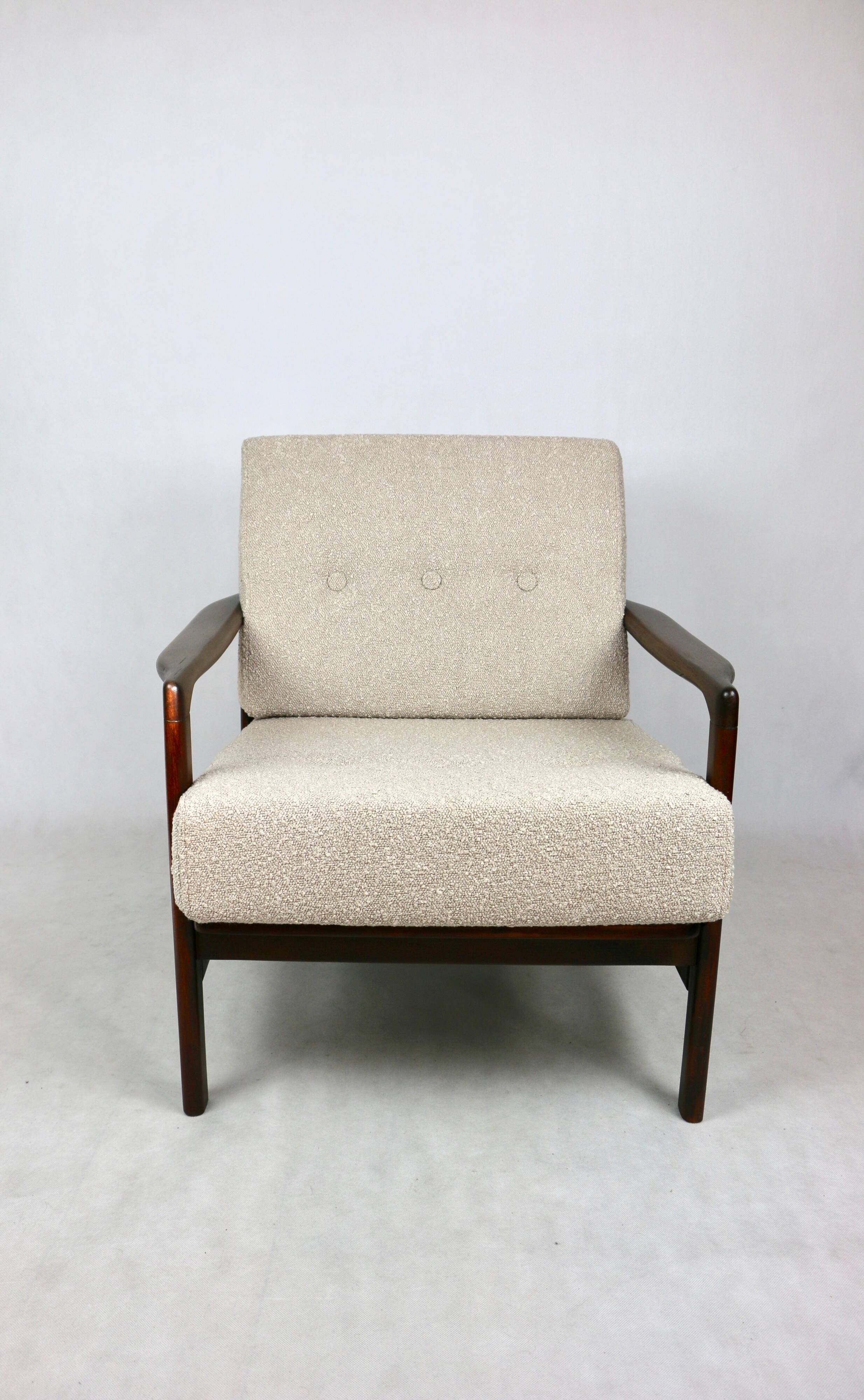Beige boucle Lounge Chair by Z. Baczyk, 1970s