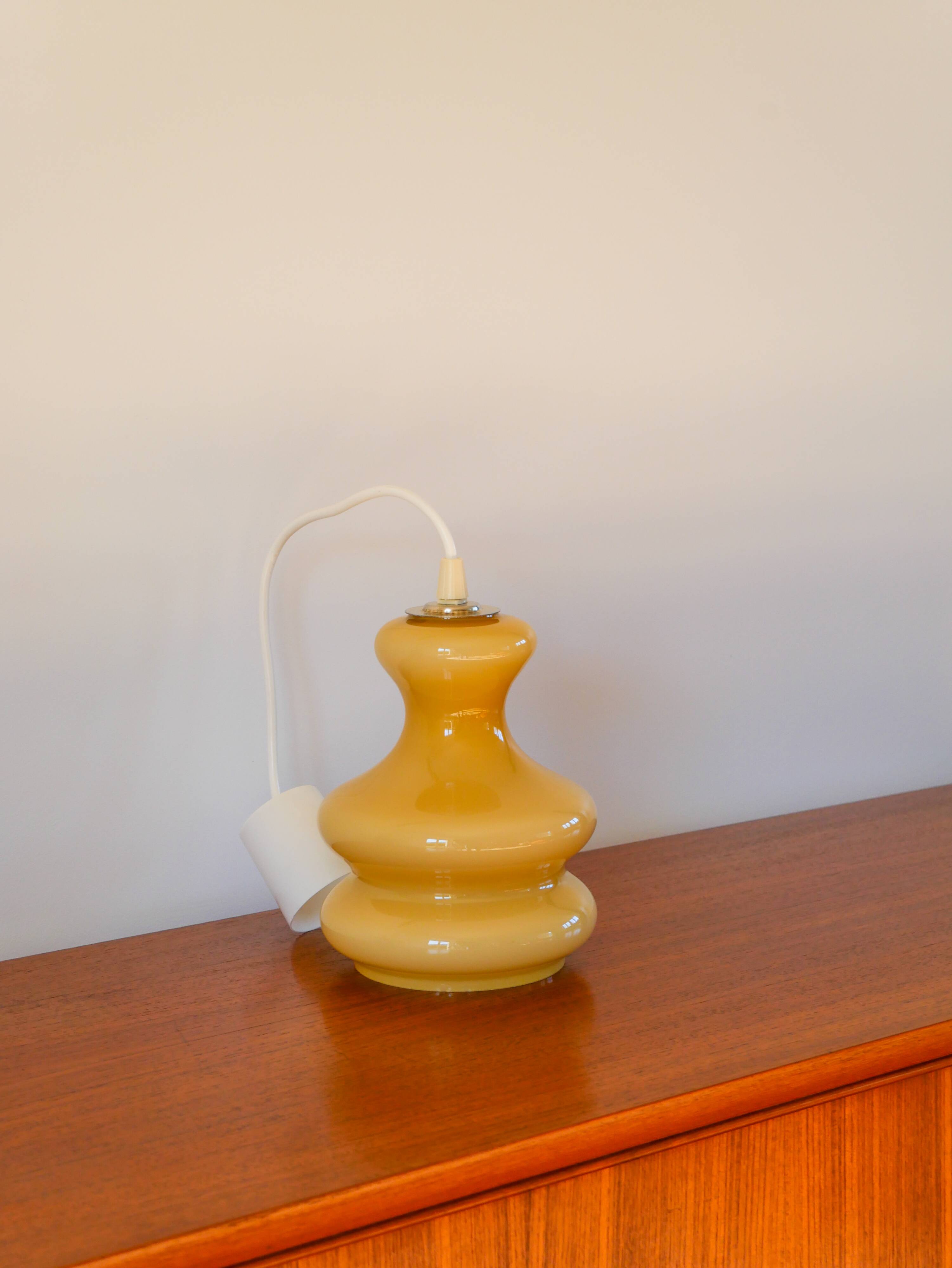 Pair of opaline pendants, Bubble, Beige, 1960