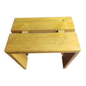 1 solid pine stool by Charlotte Perriand, Les Arcs, France.