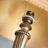 Pair of bronze lamps with fabric shades, bedside lamp.
