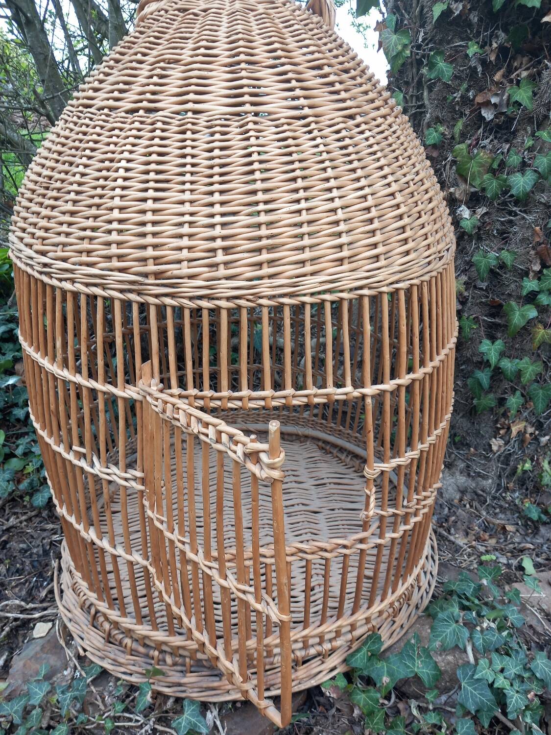 Antique rattan parrot cage 85 cm high