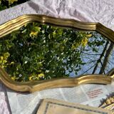 Vintage Golden Wood Carved Mirror in Louis XV Style