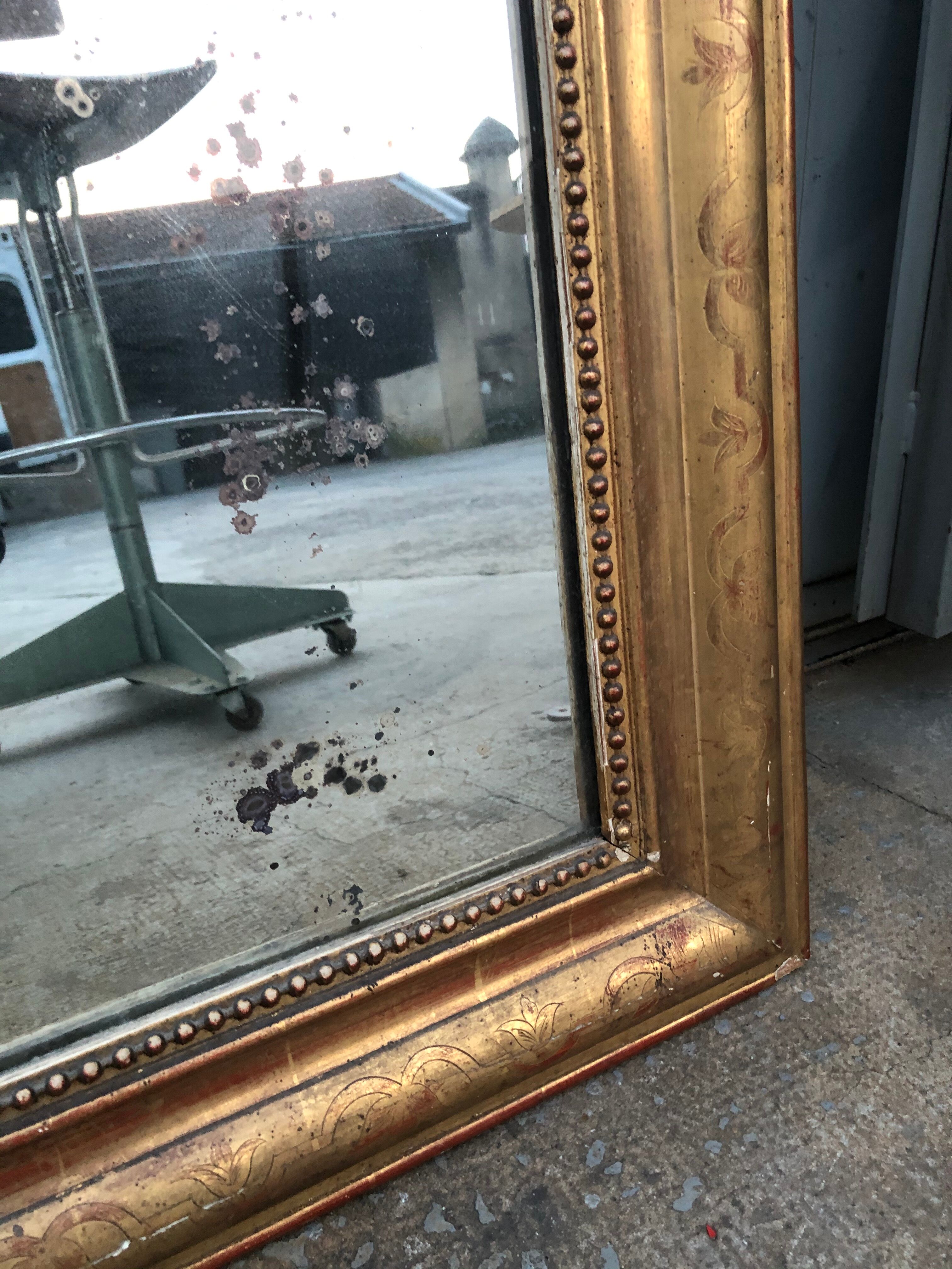 Louis Philipe mirror in 1m47 period gilded wood