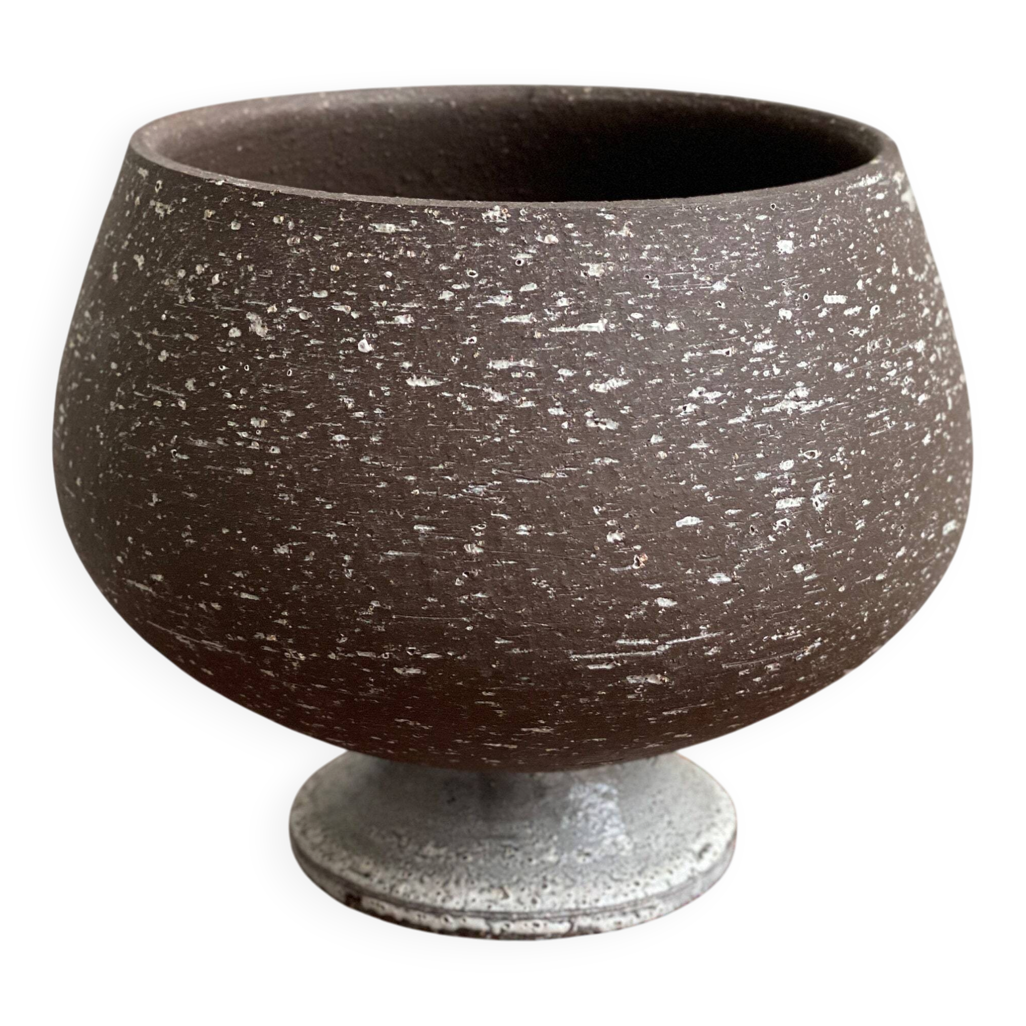 Vintage ceramic "birch bark" planter / flower pot, Chamotte