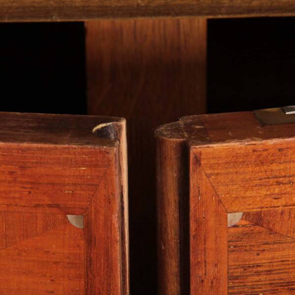 Large mahogany, oak and mother-of-pearl cabinet from the 1940s
