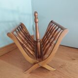 Turned wooden magazine holder