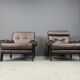 Pair of leather armchairs made in Denmark, 1960s