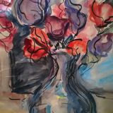 Watercolor "with vase of flowers"