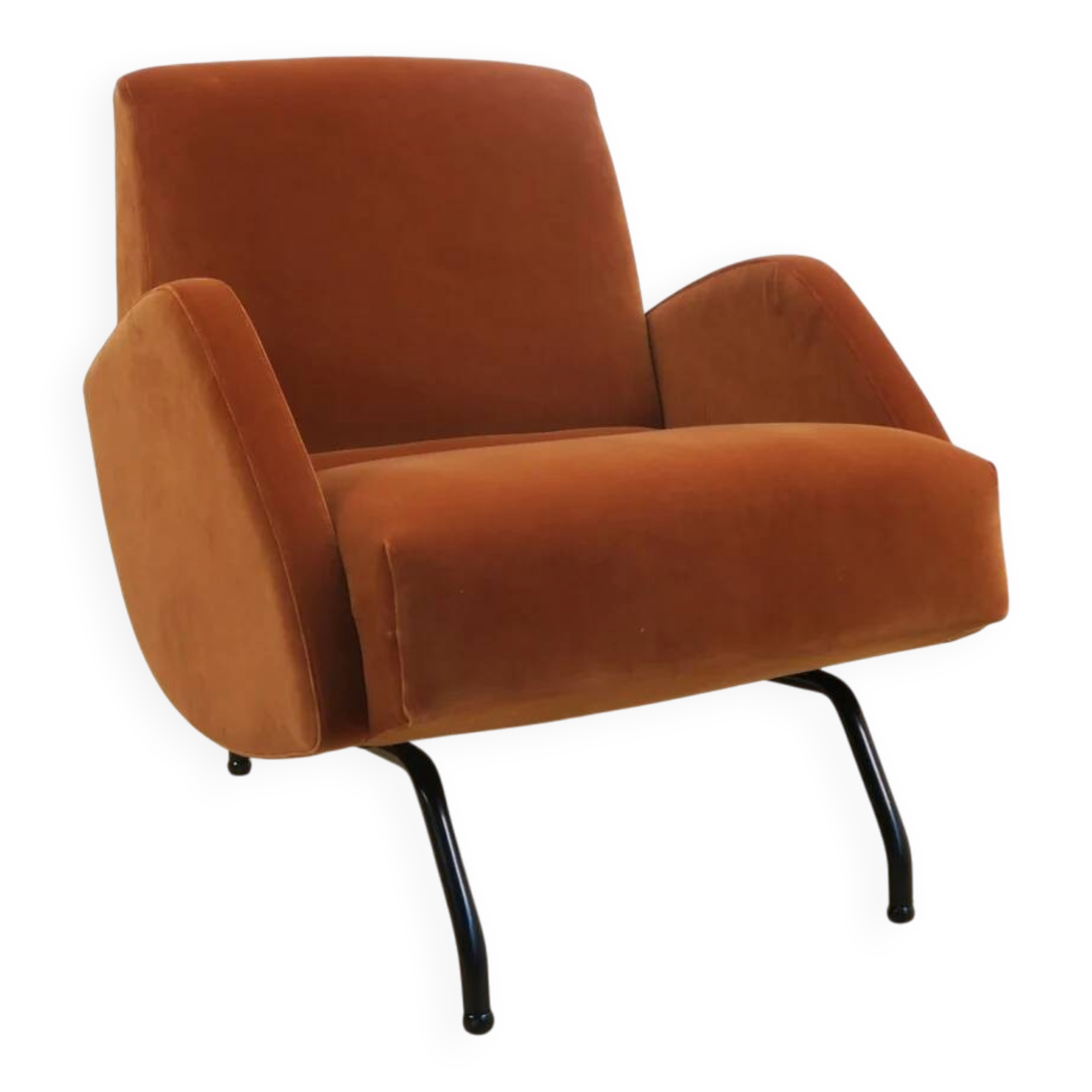 Fauteuil en velours Janusz Rozanski, années 1950