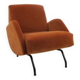 Fauteuil en velours Janusz Rozanski, années 1950