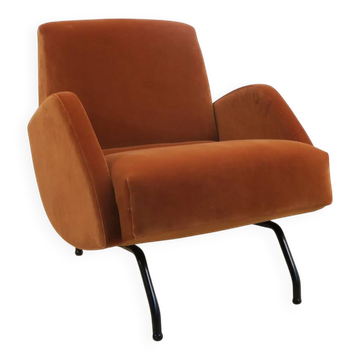 Fauteuil en velours Janusz Rozanski, années 1950