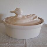 Vintage ceramic terrine dish with duck pattern