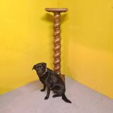 Large French Louis XIII style walnut barley twisted pillar from around 1870