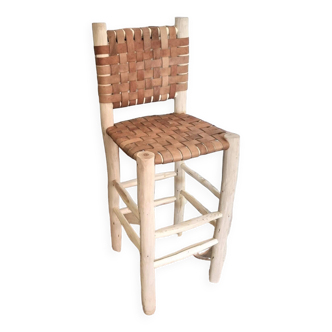 Tabouret de bar en cuire marron