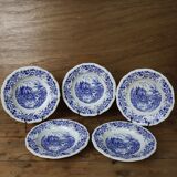 5 vintage Sarreguemines hollow plates, Castle model