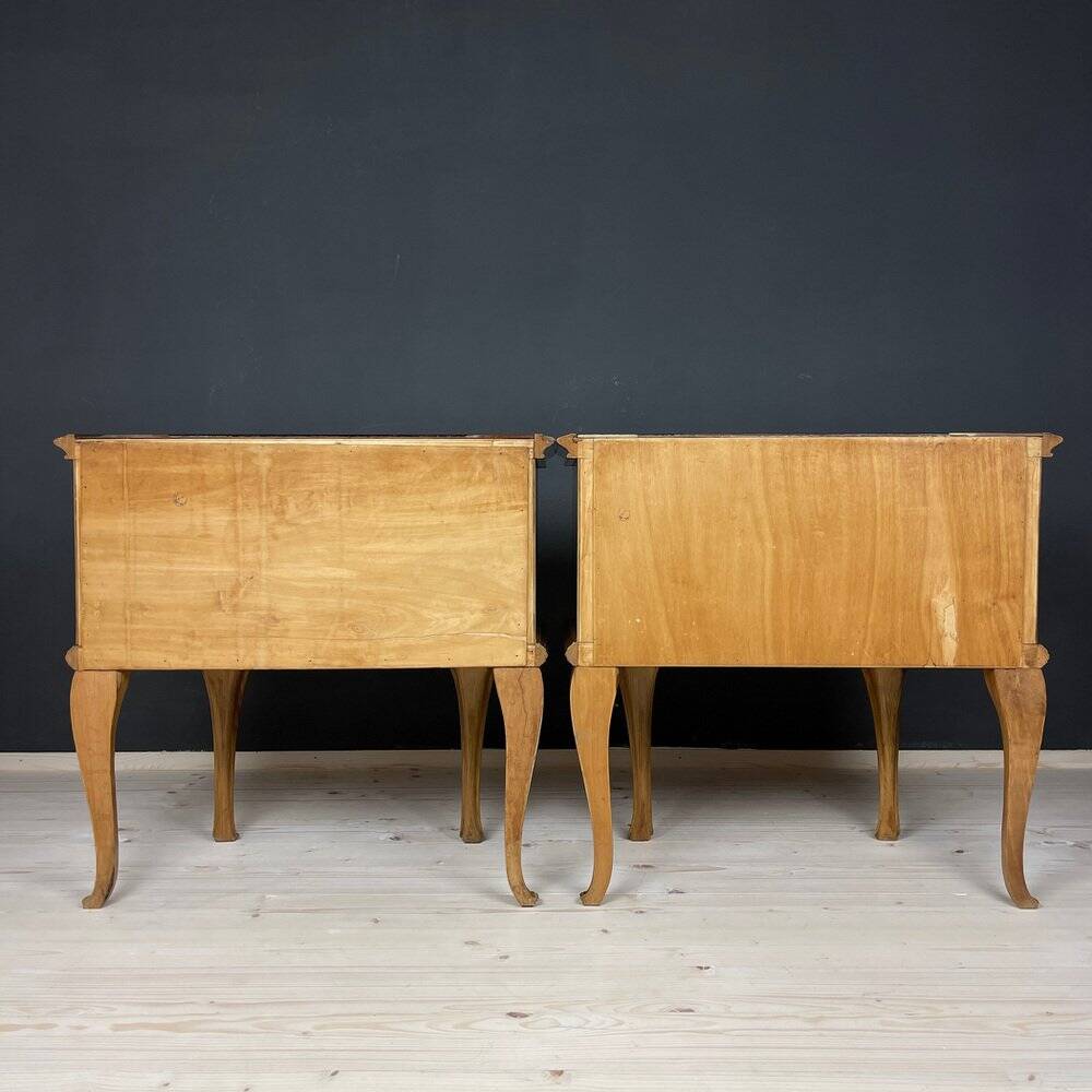 Vintage wooden bedside tables, Italy, 1950s, set of 2