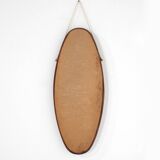 Vintage oval wooden mirror, Italy, 1960s.