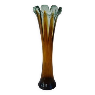Grand vase en verre soufflé années 70