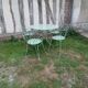 Salon de jardin 1 table 4 fauteuils fer forgé ancien vert Provence